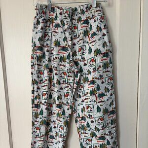 LL Bean Pajama Pants Men XS Camping Allover Print Lounge Stretchy Preppy Comfort